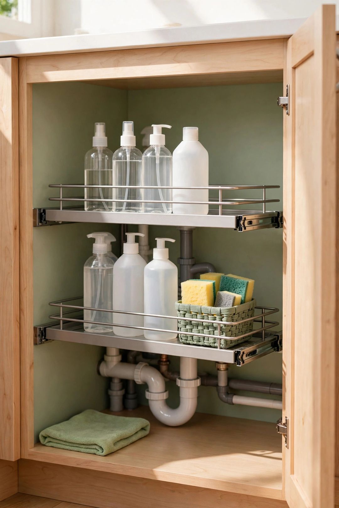 11 Best Under-Sink Organizers That Fit Around Pipes (Kitchen & Bath)