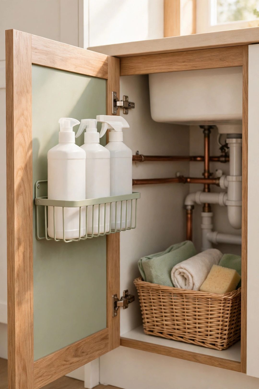 12 Cabinet Door Storage Ideas for Wraps, Lids & Cleaning Packets