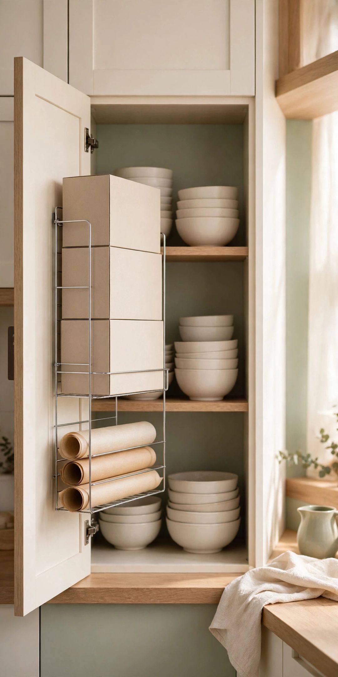 12 Cabinet Door Storage Ideas for Wraps, Lids & Cleaning Packets
