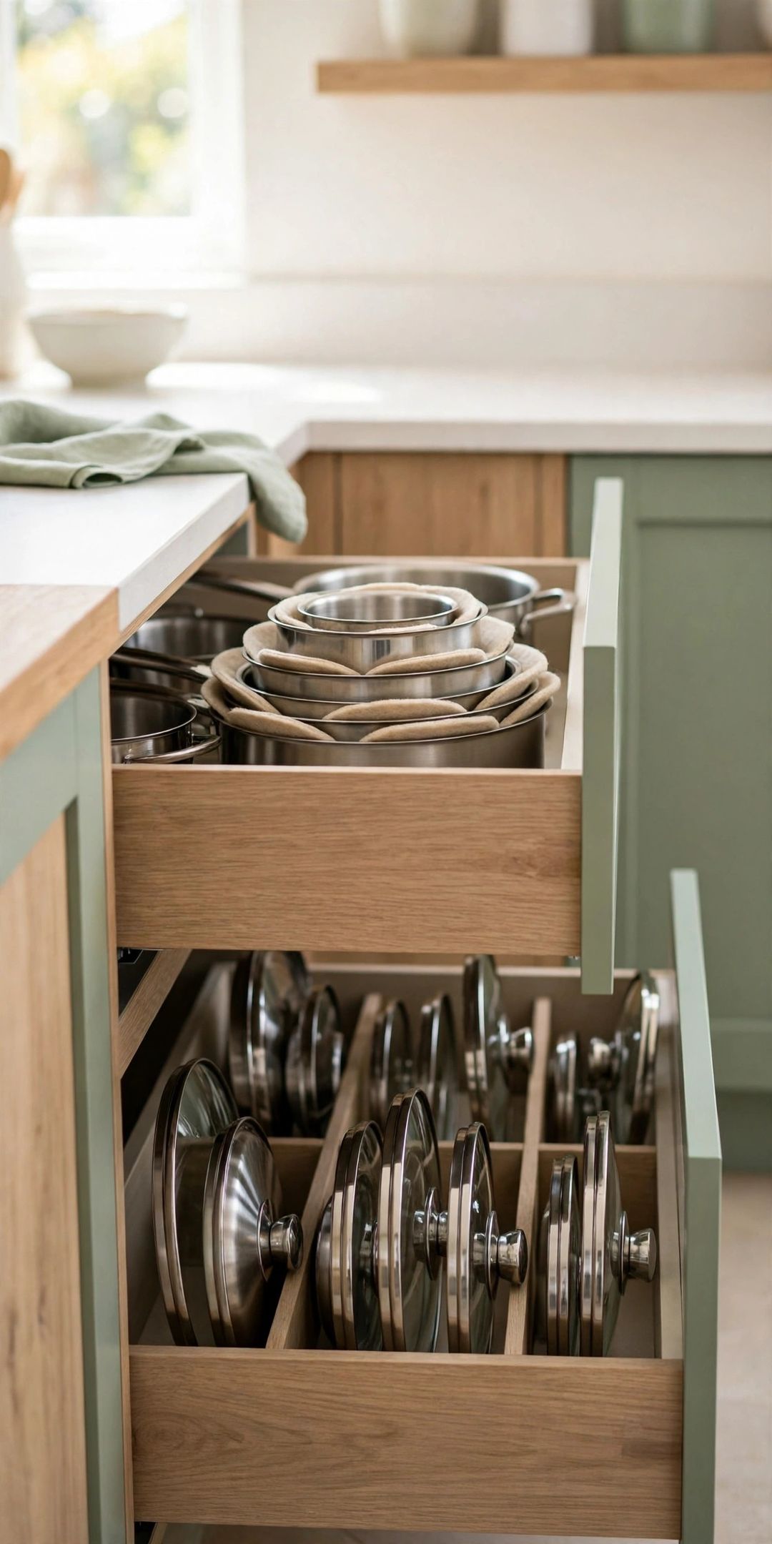 11 Deep-Drawer Pot Storage Ideas With Pegs, Dividers & Lids That Fit