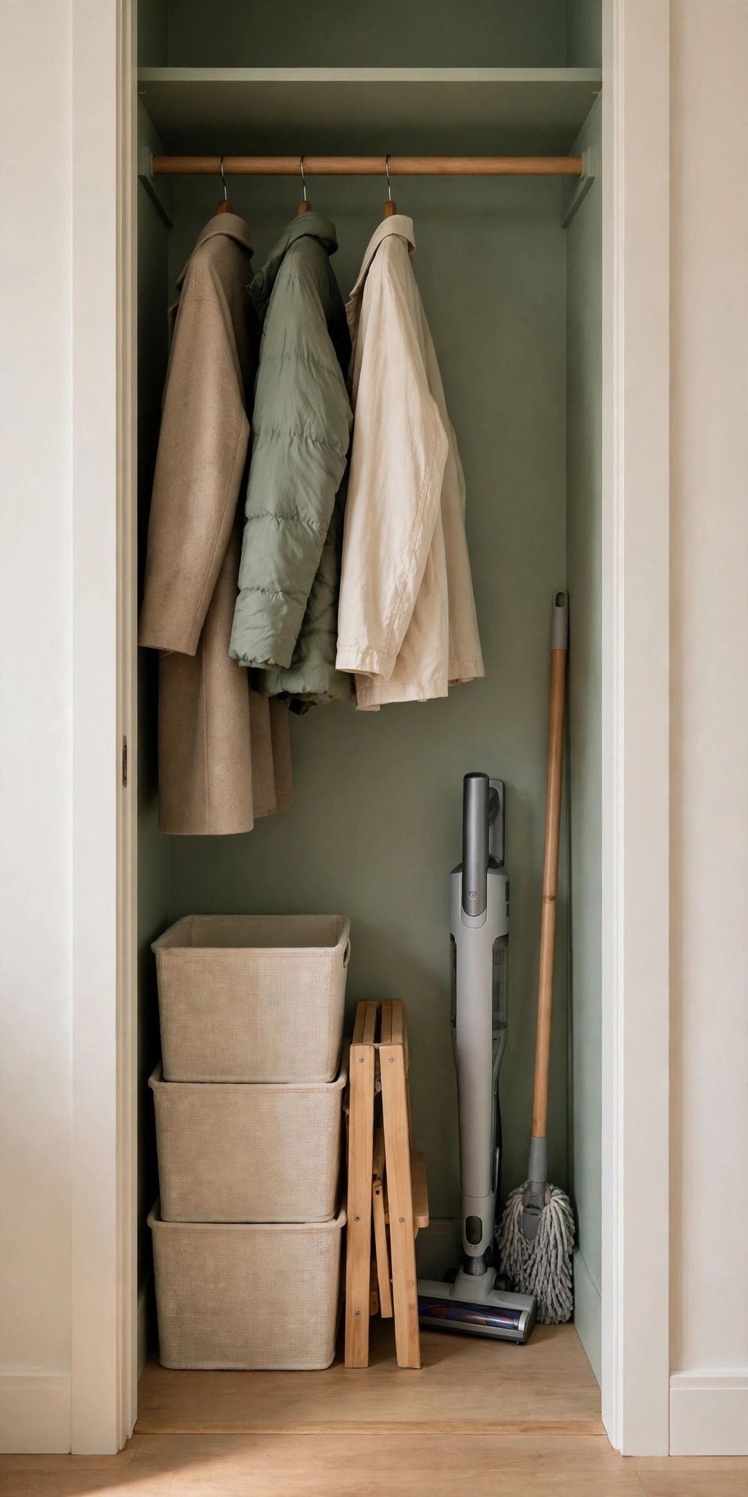The Hall Closet System: Coats, Cleaning & Overflow in 24 Inches