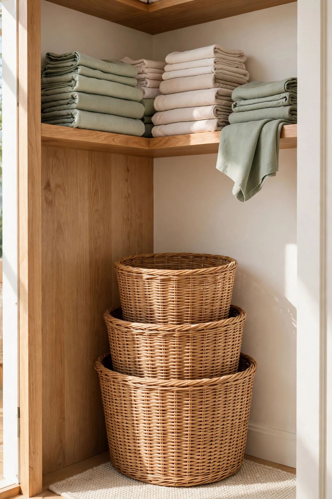 10 Laundry Basket Storage Ideas When the Basket Itself Has No Home