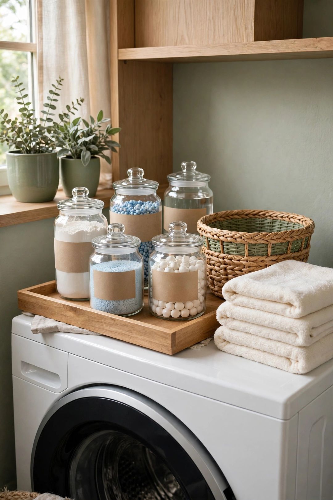 The Laundry Decanting Station: 8 Jar, Bin & Label Systems