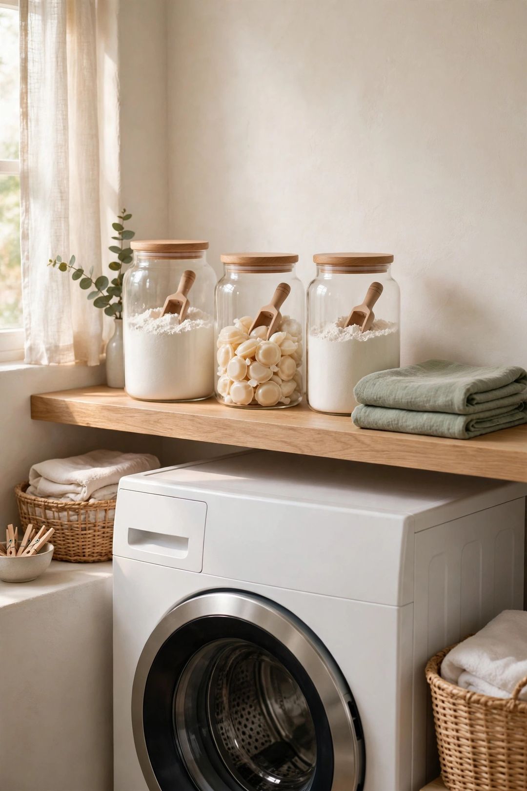 The Laundry Decanting Station: 8 Jar, Bin & Label Systems