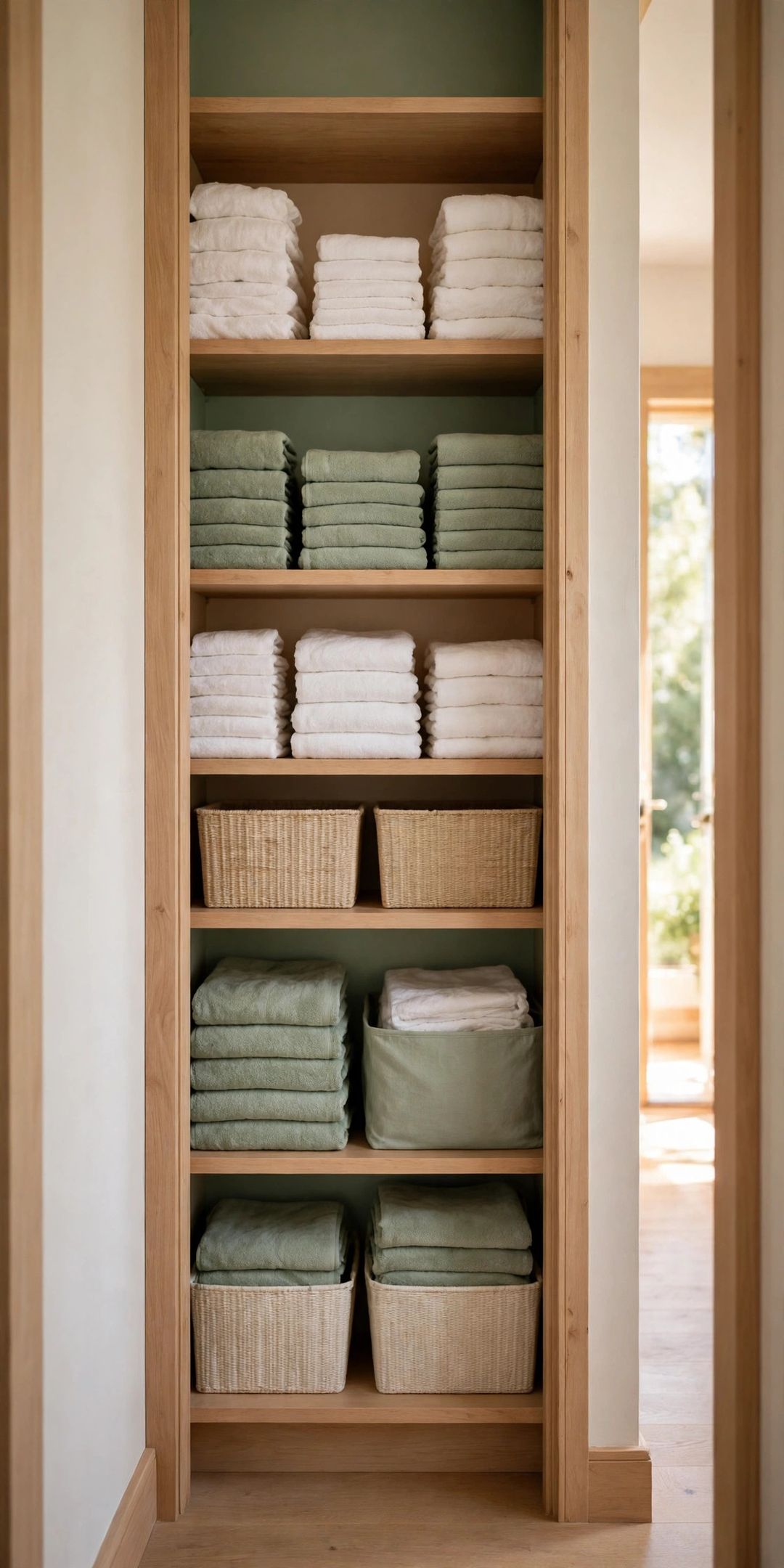 How to Organize a Linen Closet in a Hallway the Width of a Door