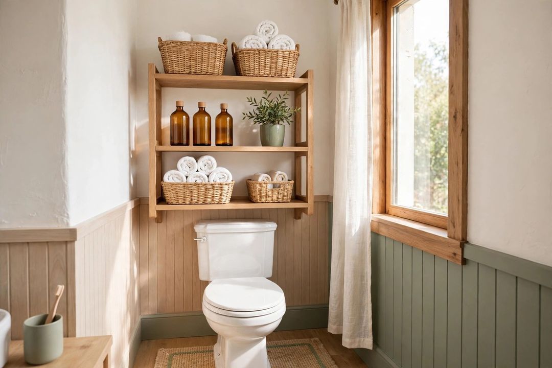 21 Small Bathroom Storage Ideas When There's No Vanity Space