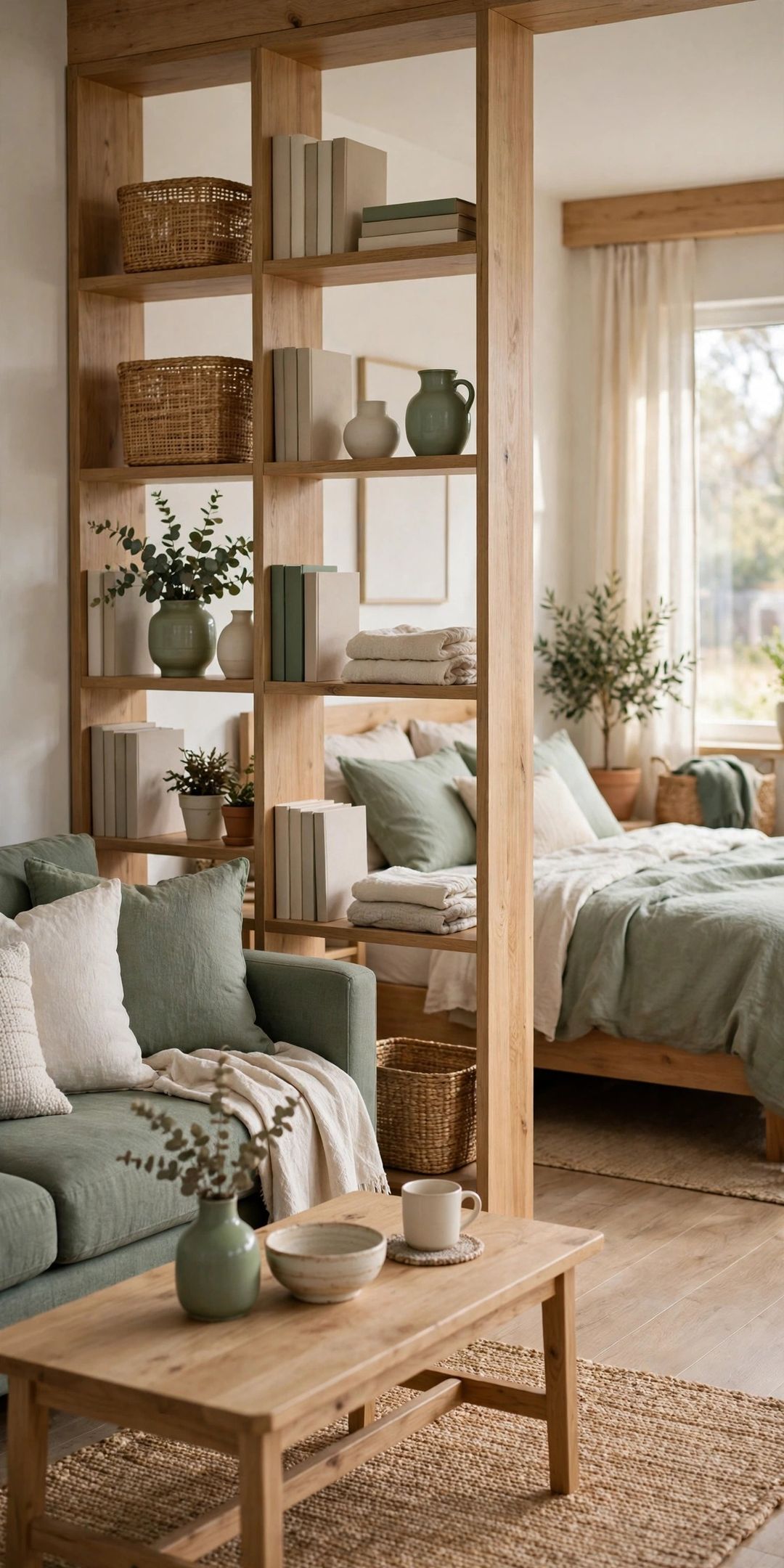 12 Ways to Fake a Living Room in a Studio (Storage Dividers That Work)
