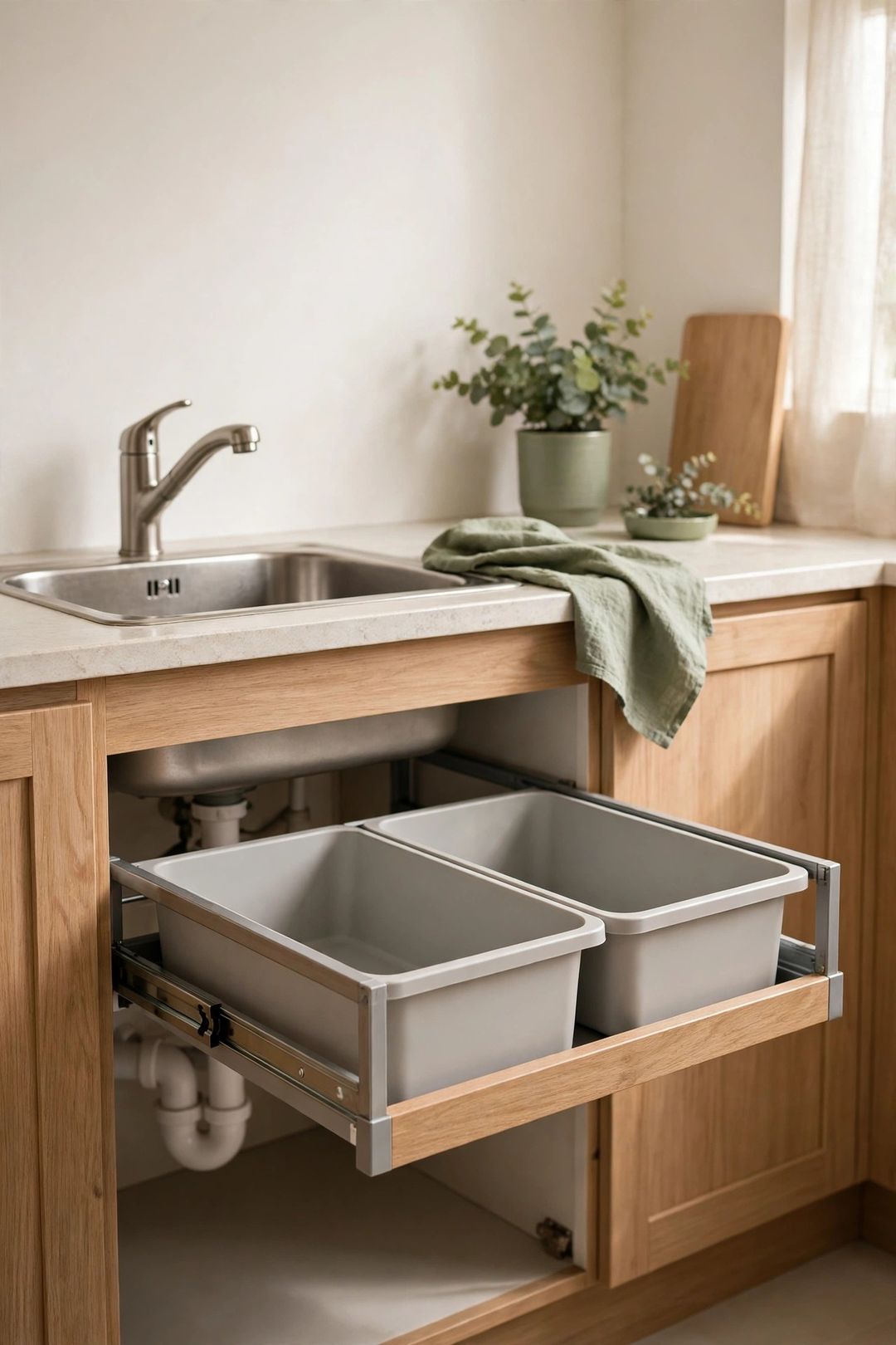 9 Trash & Recycling Storage Ideas for Kitchens With No Floor Space