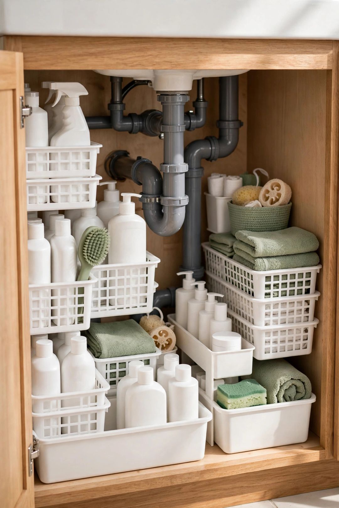 Under-the-Sink Bathroom Organization: 13 Fixes for the Pipe Problem